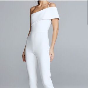 CUSHNIE ET OCHE White Cropped Jumpsuit